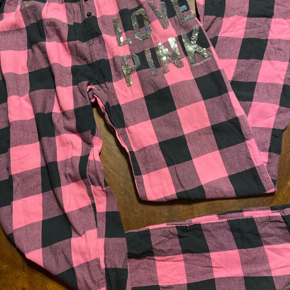 PINK Victoria's Secret Pink and Black Checkered Joggers - Picture 3 of 4
